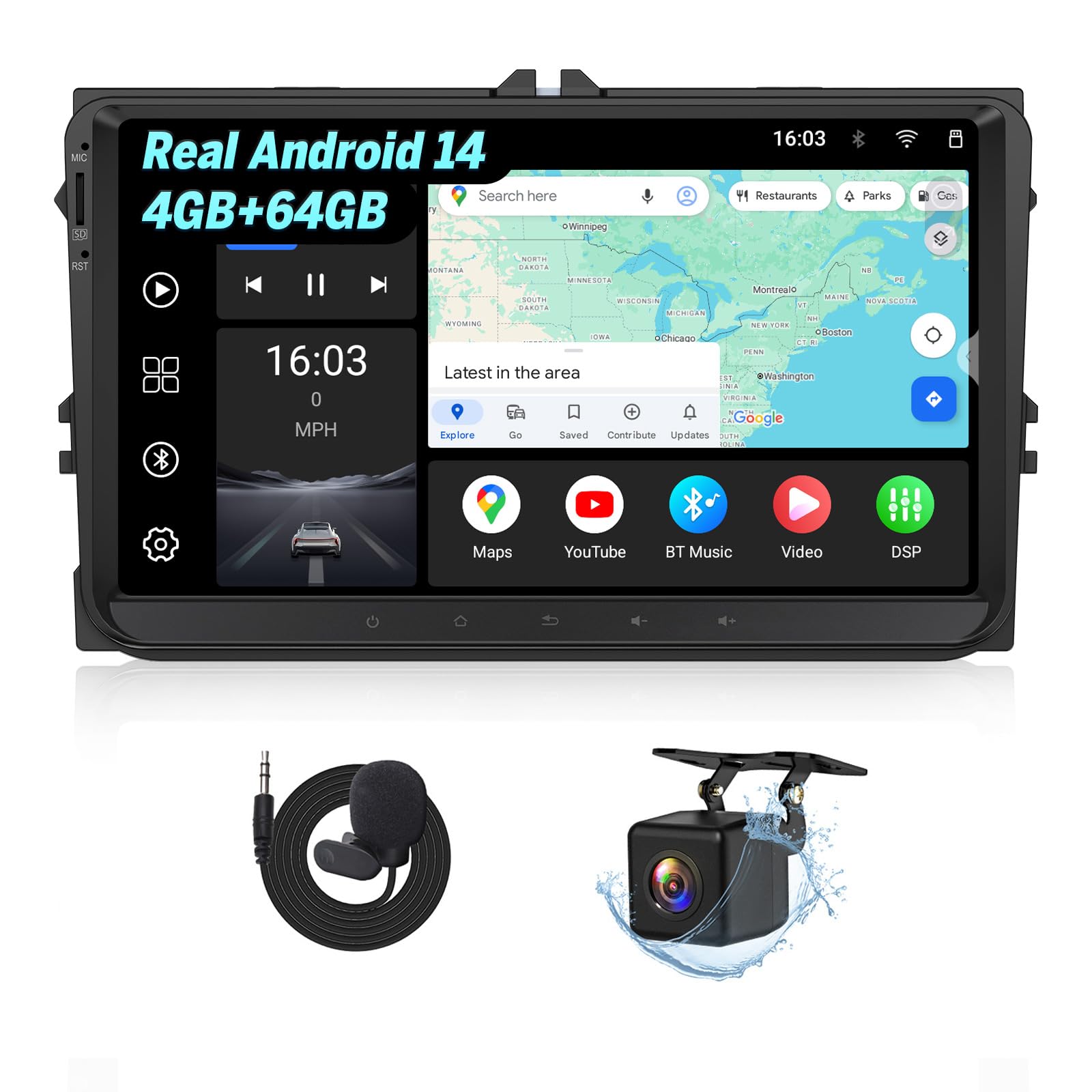 EONON Androidカーナビ GA2180J CarPlayアダプタセット Amazon.com: Eonon 4+64G Headunit for 05-16VW Jetta Golf Passat